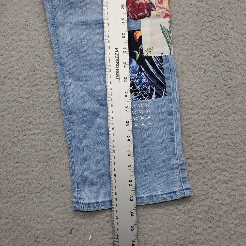 DG2 by Diane Gilman Jeans Women 6T Multi Flower Embroidered Patches Straight Leg - Picture 3 of 9